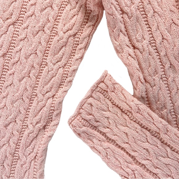 Lauren Ralph Lauren Sweater Women’s Size Large Pink Cable Knit Cotton Crewneck L - Picture 6 of 8